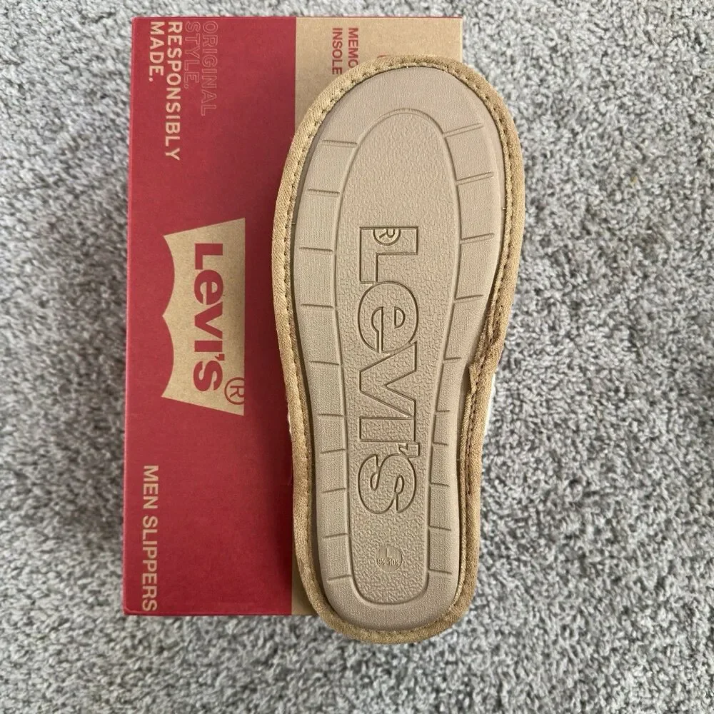 Levi's Men Brixton Slip On Scuff Slippers Size US L 9.5-10.5 Faux Suede Wheat